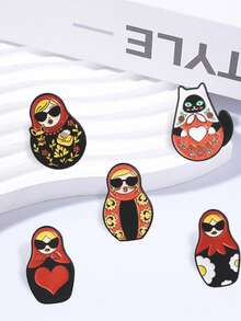 1pc Cute Mixed Color Matryoshka Doll Pattern Brooch, Lapel Pin For Clothes And Backpack, Friendship Gift, Unisex Daily Accessory - Multicolor - View 6