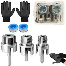 3PCS Integrated Pvc Pipe Threader Tool - 1/2" & 3/4" & 1" Dual-Function Internal External Pipe Threading Tool For Water Pipe, Duty Pipe Thread Cutting Tool Set-Electric Drill Compatible Heavy - Silver - View 9