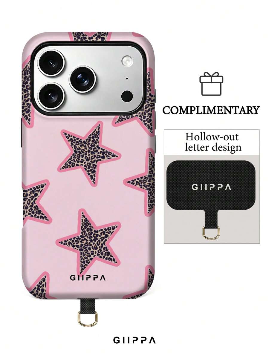 GIIPPA 1組淡粉色豹紋星星設計手機殼+平板保護殼,適用於Phone 17 Pro Max,相容Phone 16 Pro Max、15 Pro Max、14 Pro Max,韓系高端時尚趣味手機殼,相容11/12/13/14/15/16 Pro Max Plus,優雅設計男女皆宜,送女友的聖誕節、情人節、復活節、婚禮季與生日完美禮物 - 粉色 - 查看 1