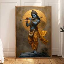 1 pieza Póster Moderno del Dios de la Flauta - Arte de Pared de Deidad & Zen, Impresión en Lienzo, Adecuado para Sala de Estar, Dormitorio, Decoración de Estudio de Yoga - Regalo Espiritual para Espacio de Meditación, Arte Religioso, 2D Plano - C - Ver 6