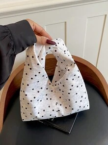 韓式波點女款手提包，休閒紋理小眾設計時尚百搭單肩包 - 彩色 - 查看 10