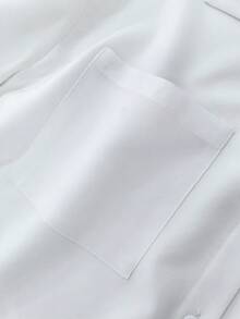 Kemeja Putih Ukuran Plus Curve dengan Lengan Ruffle, Saku, Kancing Depan, Kerah, Potongan Longgar Kasual, Tidak Tembus Pandang, Cocok untuk Wanita Bertubuh Besar Ukuran Plus, Blus Kantor untuk Perjalanan Sehari-hari - Putih - View 8