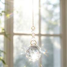Transparent Water Drop Crystal Prism Light Catcher Ornament, Gold Chain Octagonal Crystal Beads, Bedroom Balcony Indoor Hanging Decor, DIY Decoration - Two Octagonal Beads - View 4