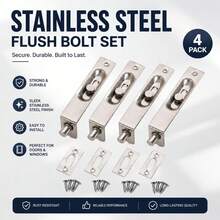 4 Inch Stainless Steel Concealed Door Lock Flush Slide Latch Bolt With Screws Silver (2/4/6 Pieces) - Concealed Door Bolt - View 1