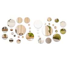 32pcs Round Mirror Wall Stickers, Acrylic Wall Decor With Mirror Effect, Unique Room Decoration Style, Suitable For Bedroom Vanity, Decorative Wall Mirror And Bathroom Decor - one-size - View 3