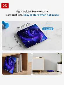 1件 LED 顯示電子秤，平面 2D 宇宙星空圖案藝術數位浴室秤，裝飾性稱重平台 - 適合長期使用，滿足居家稱重需求，使用 AAA 電池（不含電池） - 彩色 - 查看 5