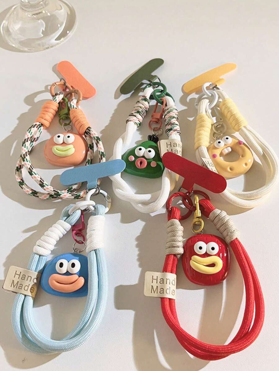 1pc Funny Ugly Cute Geometric Big Mouth Pendant Phone Case Lanyard With Clip, Camera Keychain Small Accessory Hanging Chain Universal Phone Lanyard - Multicolor - View 1
