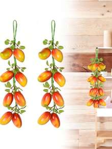 1/2pcs 22.05 Inch Artificial Fruit And Vegetable Garland, Faux Mango, Apple And Vegetable Vine, Suitable For DIY Wreath, Party Decoration, Halloween Decoration, Farmhouse Decor, Dorm Decor, Kitchen Decor, Restaurant Arrangement, Faux Fruit Photography Props, Garden Decoration - Multicolor - View 2