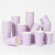 6/10/20/50/90pcs/ Light Purple Disposable Paper Cups, Juice Cups, Coffee Cups, Milk Tea Cups, Suitable For Cold And Hot Drinks, Thickened And Hardened, 250ml Large Capacity, Suitable For Birthday Parties, Work, Home, Picnic And Other Outdoor Activities - Multicolor - View 2