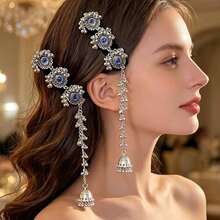 1 Cặp Phụ kiện tóc phong cách Ả Rập cổ điển thủ công, thích hợp cho nhiều bữa tiệc và đeo trong tháng Ramadan - mạ bạc - Xem 4