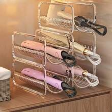 1pc Curling Iron Storage Rack, Hair Dryer Storage Box, Curling Wand Organizer, Item Storage Shelf, Straightening Brush Organizer, Flat Iron Holder, Stackable Design, Countertop Style, Transparent Acrylic, Suitable For Bathroom, Countertop, Vanity, Washbasin, Toilet, Entryway, Practical Shelf - A - View 1