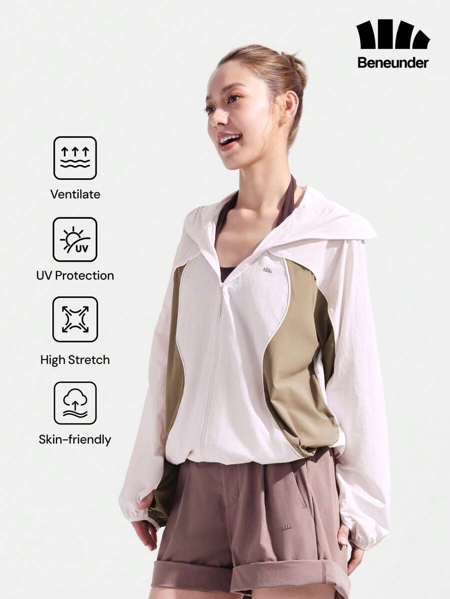 Jaket Beneunder Wanita Cepat Kering, Tahan Angin, dan Pelindung Matahari (Potongan Reguler) WS840 - Baby Pink - View 1