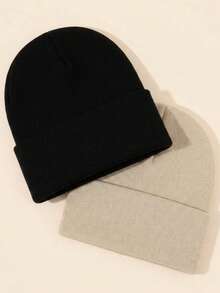 BONNY BOOM 1/4pcs Solid Color Beanie Hat, Unisex Knitted Hat, Suitable For Outdoor Fashion Street Skiing, Warm Multifunctional Cold-Proof Hat, Loose Fit. - Multicolor - View 8