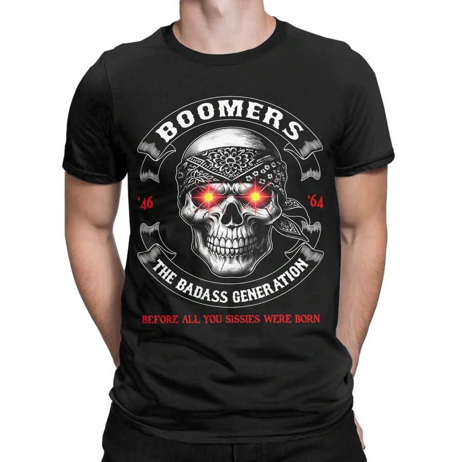 Boomer Generation Before All You Sissies Where Born T-Shirt Summer Cotton T-Shirts For Men Fashion Pattern Tee Shirt - 黑色 - 查看 1