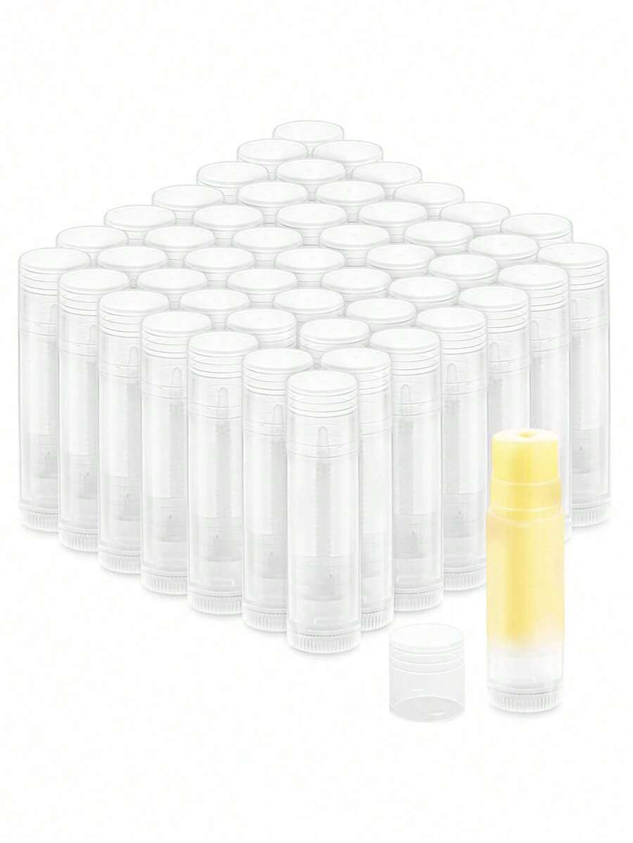 50/30/10/1pc Transparent Empty Twist-Up Tubes, 5g Plastic DIY Containers For Lipstick, Lip Balm And Solid Perfume. Multi-Purpose Cosmetic Accessories, Economical And Ideal Christmas Gift For Women. - Multicolor - View 1