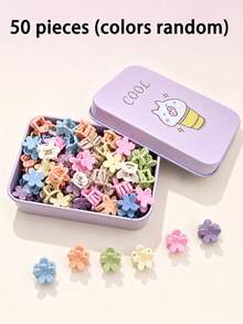 50pcs Morandi Color Mini Clips Box (Random Box Pattern, Random Clip Color) - Multicolor - View 1