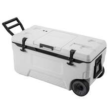 74 QT Insulated Hard Cooler Portable Rolling Cooler W/Wheels Handles For Picnic - White - View 7