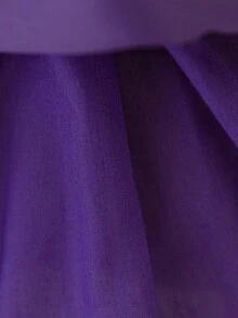 Baby Girls Puff Sleeve Floral Organza Cute First Birthday Dress, Suitable For Flower Girl Wedding, Headband Not Included - Purple - View 11