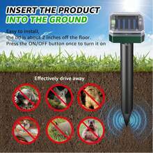 2/4/6/8/10-Piece Set Solar Ultrasonic Waterproof Animal Repeller, Suitable For Outdoor Yards, Gardens, Orchards And Other Locations, Effectively Repels Birds, Snakes, Rats, Dogs And Other Animals, Ground Mountable - 彩色 - 查看 11