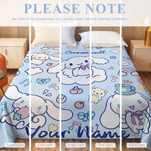 SANRIO 雲端 Cinnamoroll 卡通客製化毯，可印上您的名字，適合送給朋友和女朋友的禮物，280GSM 超柔軟客製化熱壓毯 - 彩色 - 查看 8