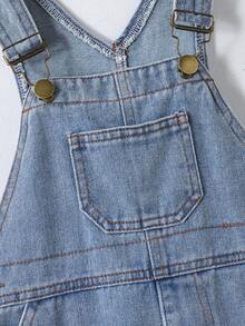 Boys' Denim Overalls, 2-7 Years Light Wash Adjustable Straps, Multi-Pocket, Straight Leg, Casual Everyday Style - Light Wash - View 5
