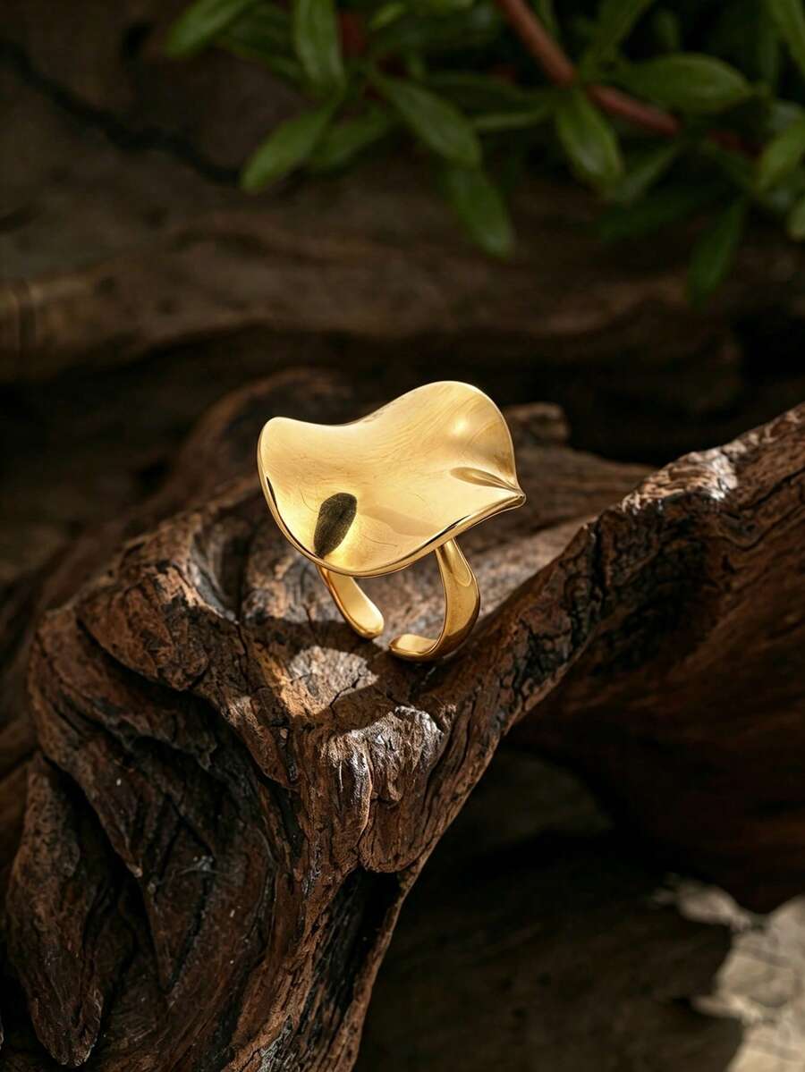 Cring Coco 1pc Fashion Boho Simple Geometric Open Ring For Woman Accessories Golden 304 Stainless Steel Rings Daily Vacation Music Festival Jewelry Gift - Geometry - View 1