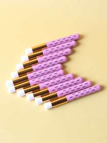 10pcs Pink Eyelash Mousse Cleaning Brushes, Solid Color Eyelash & Nose Mousse Pore Cleaning Brushes For Facial Cleansing - Pink - View 6