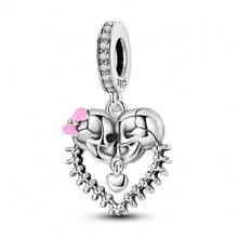 Vectoflux 1pc Dark Halloween Gothic Style S925 Sterling Silver Hypoallergenic Glow-In-The-Dark Openable Coffin Skull Rose Red Heart Skull Mummy Dancing Skeleton Pendant, Suitable For Original Bracelet, Women's DIY Jewelry Making, Birthday Gift - Multicolor - View 15
