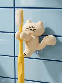 1/2 buah Rak Penyimpanan Gantung Dinding Bentuk Kucing Lucu, 2-in-1 Tempat Sikat Gigi + Penjepit Kabel, Kait Perekat Tanpa Bor dengan Cangkir Hisap, Cocok untuk Penyimpanan Kabel Pengisi Daya di Wastafel Kamar Mandi/Meja, Bahan Silikon - MultiWarna - View 13