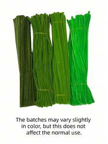 100/200/300/500pcs Green Handmade Chenille Stems, Multi-Color Thick Soft Bendable Pipe Cleaners, Suitable For Arts Crafts Creative DIY Decoration Projects - Green - View 3