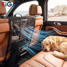 EIGIIS Black Car Pet Barrier, Double Layer Mesh Pet Net With Storage Pockets, Tool-Free Installation SUV And Sedan Dog Divider, Anti-Scratch Car Back Seat Partition, Prevent Distracted Driving - A - View 1