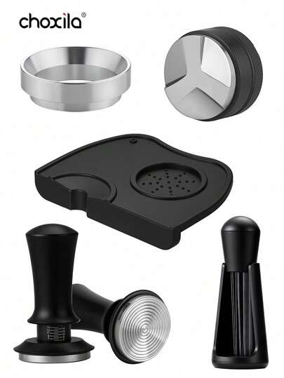 choxila Juego de 5 piezas de herramientas para espresso, kit de accesorios de espresso de 51mm, incluye agitador de espresso, compactador de 51mm, tapete para compactador, agitador de espresso, embudo dosificador