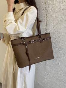 Premium Large Capacity Shoulder Bag For Women 2026 New Fashion Commuter Tote Bag Minimalist Handheld Bucket Bag - Coffee - View 5