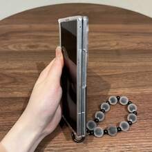 Ins Style Epoxy Resin Polka Dot Phone Case With Matte Bead Chain Bracelet, Compatible With Samsung Galaxy Z Fold 8 Wide Z Fold8 Ultra ZFold 7 Zfold6 Zfold5 Protective Shell - Black - View 8