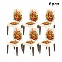 1/2/4/6/20 piezas Fundas para sillas de comedor, nueva llegada estética vintage con patrón de calabaza de otoño, flor y hoja de arce, fundas de decoración y protección para sillas de comedor, herramienta de renovación de sillas de comedor antiguas, adecuadas para decoración de escena de Acción de Gracias y festival de otoño en el hogar, restaurante, fundas de decoración y protección para sillas de habitación, fundas para sillas de comedor desmontables y lavables, regalo de vacaciones, regalo para el hogar - Multicolor - Ver 10