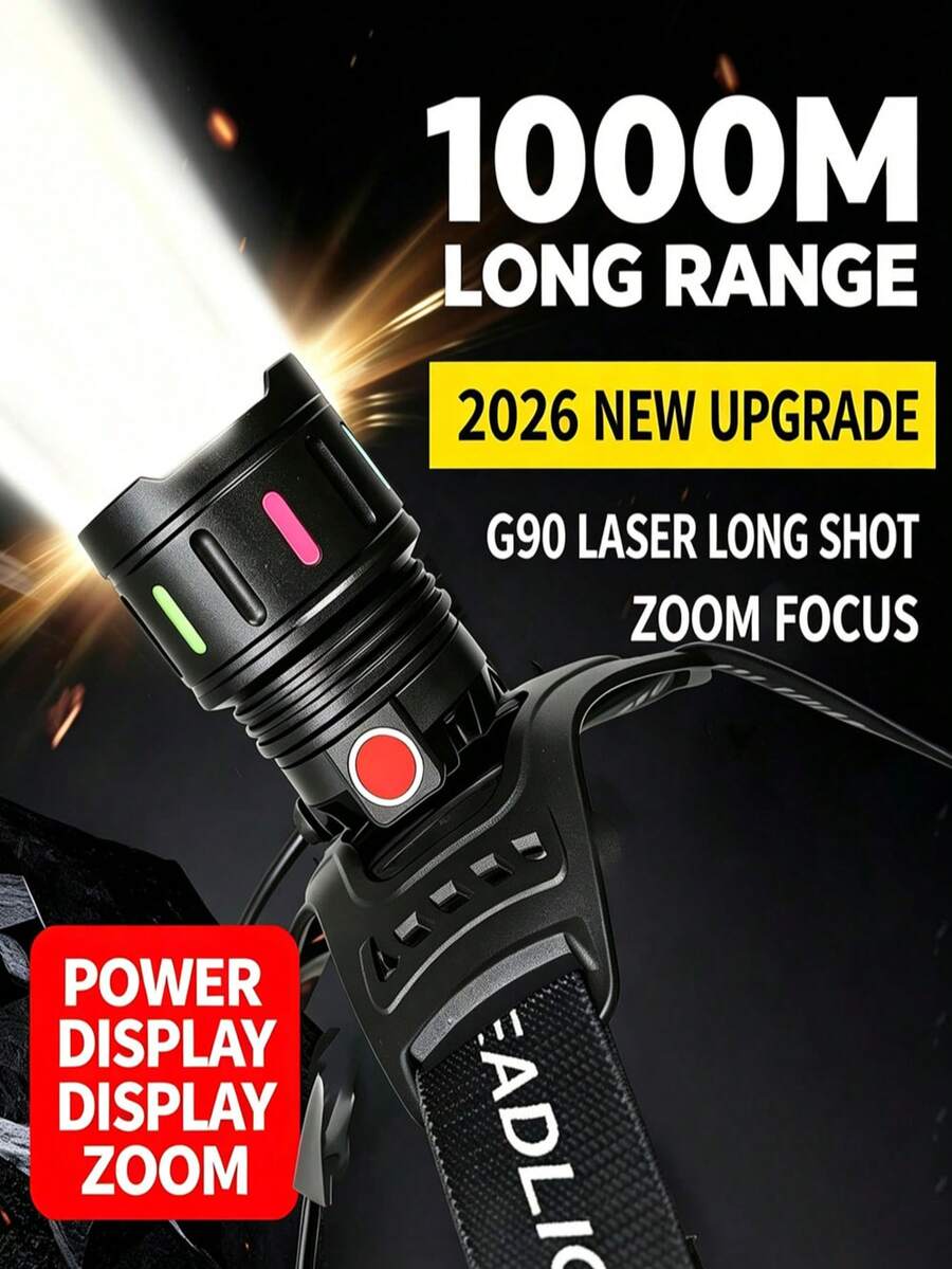 KENSUN 1,000,000 Lumens Ultra-Powerful 18650 Rechargeable High-Power LED Headlamp, Suitable For Fishing, Professional Engineering, Waterproof Camping And More