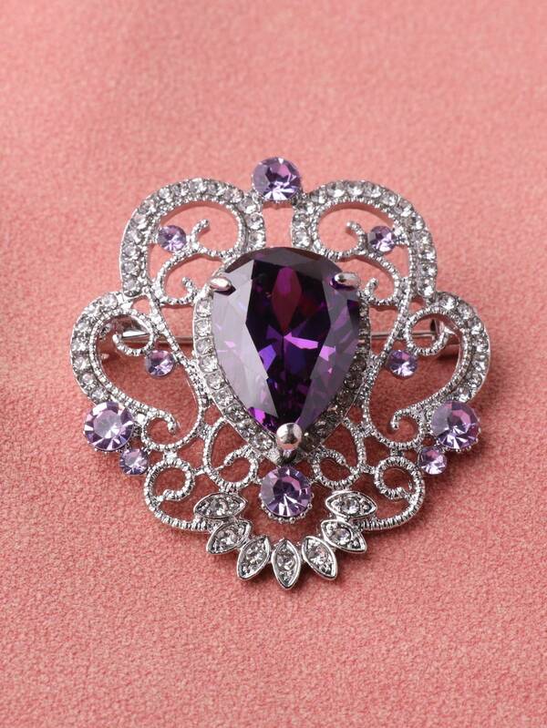 5 Colors Available Fashion Luxury Water Drop Faux Gemstone Large Flower Brooch 1pc Women's Fashion Large Brooch 1pc