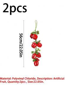 1/2pcs 22.05 Inch Artificial Fruit And Vegetable Garland, Faux Mango, Apple And Vegetable Vine, Suitable For DIY Wreath, Party Decoration, Halloween Decoration, Farmhouse Decor, Dorm Decor, Kitchen Decor, Restaurant Arrangement, Faux Fruit Photography Props, Garden Decoration - Multicolor - View 18