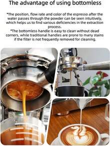 1 pièce Porte-filtre sans fond 58 mm, poignée en acier inoxydable à double oreille et en bois massif, convient pour machine à expresso 8 Series 58 mm, outil d'extraction de café - Multicolore - Voir 8