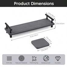 12x4in Stone Drying Tray For Bathroom Counter, Fast Drying Kitchen Sink Organizer Tray With Handle, Water Absorbent Diatomite Coasters Vanity Tray Soap Dispenser Organizer Rack Sponge Holder - Gray Set - View 5