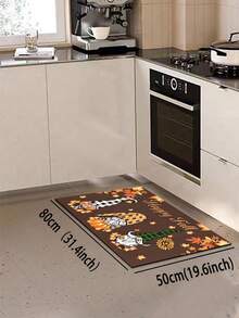 1/2pcs Autumn Thanksgiving Pumpkin Gnome Kitchen Decor Rug, Autumn Kitchen Rug And Mat, Non-Slip Washable Absorbent Kitchen Accessories Decor Mat, Thanksgiving Holiday Gift! - Multicolor - View 10