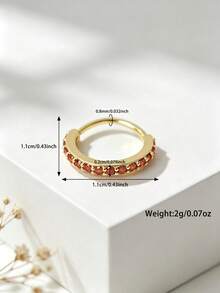 1件女款時尚單排立方鋯石鼻環身體穿刺飾品，適合派對、節日主題、日常穿戴、個性化表演場合 - 金紅色 - 查看 4