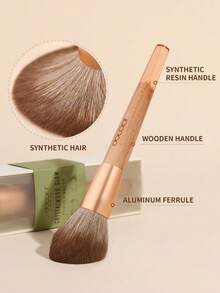 docolor 1PC Travel Portable Face Powder Brush – Fiber Bristles, Aluminum Ferrule, Wood/Rubber Handle, Transparent Casing, Great Gift For Home & On-The-Go - Maple - View 5