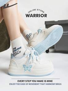 Warrior Women's Board ShoesSpring And SummerComfortable Modest Style Casual Yet Sleek Sneakers Applicable Throughout The Year Wear-Resisting All-Day Wear Training Sneakers Running Shoes - Beige/Blue - View 7