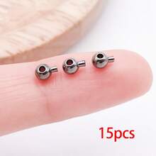 15pcs Brass Crimp Bead For Jewelry Making Stopper Spacer Beads Ball Column Stopper Crimp Charms For Bracelet Necklace Ends Accessories - Multicolor - View 14