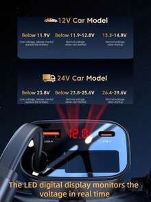 YITUMU Cargador de coche retráctil de 45W con pantalla LED, cargador rápido de teléfono para coche 4 en 1, con cables Tipo-C y para múltiples dispositivos, regalo práctico para conductores, accesorio esencial para el coche - A - Ver 10