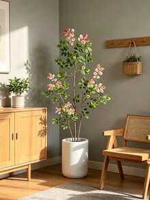 Kmitang 77-105cm Large Artificial Cherry Blossom Plants Fake Magnolia Branches Tall Ficus Tree False Crape Myrtle Tree For Home Garden Wedding Outdoor Decor Without Pot 1PC - Multicolor - View 3