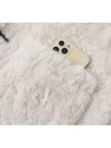 Korean Vintage Horn Button Leather Fur Jacket, Button-Up Coat, College Style, Casual Daily Wear, Autumn/Winter - Apricot - View 3