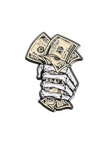 Gothic Money Brooch Skull Dollar Enamel Pin Streetwear Cash Badge For Bag Jacket Accessories - Multicolor - View 13