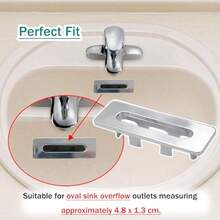 4 Pack Plastic Sink Overflow Covers, Bathroom Basin Rectangle Trim Overflow Ring, Sink Drain Insert In Hole Caps Replacement For Kitchen Basin - Silvery - View 5
